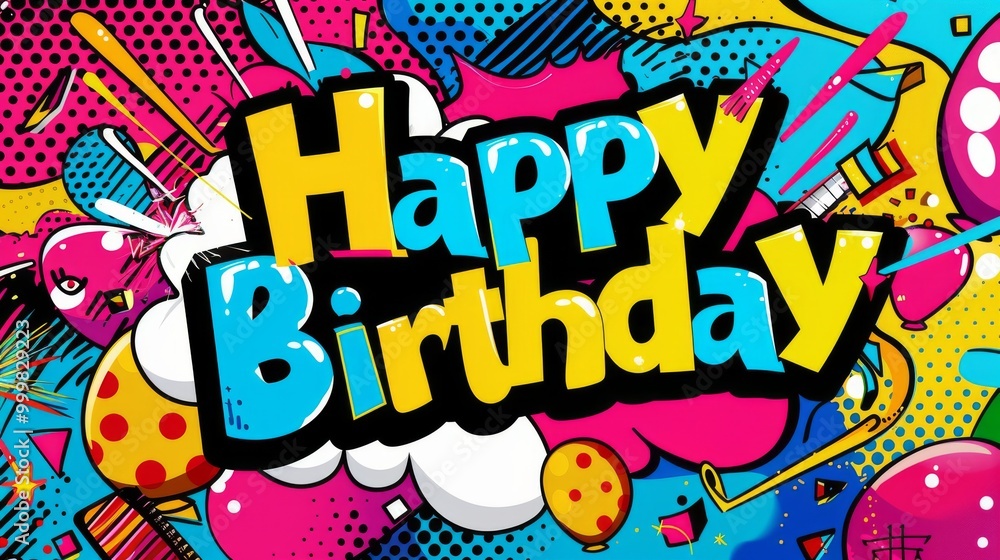 A colorful, abstract background with a large, bold font that says Happy Birthday A colorful, abstract background with a large, bold font that says Happy Birthday