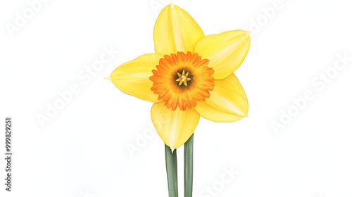 Yellow daffodil, soft watercolor texture, bright petals, isolated on white, clean background, fresh spring bloom., ready to bring joy to any space , cartoon drawing, water color style