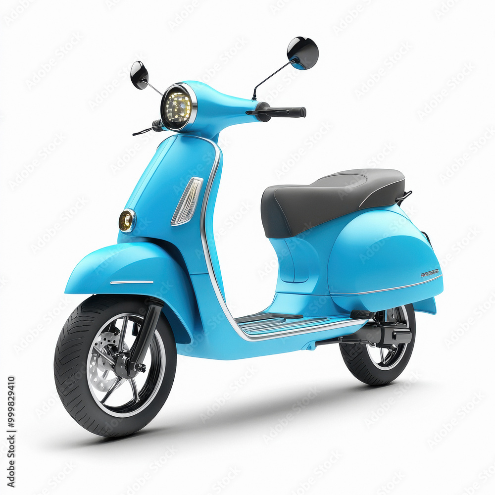 retro electric scooter on white background