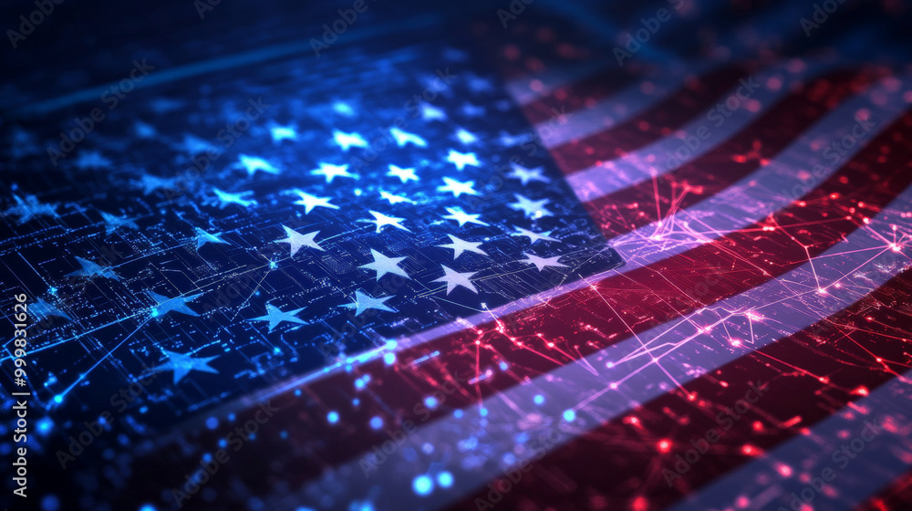 The american flag made out of blockchain technology The american flag made out of blockchain technology