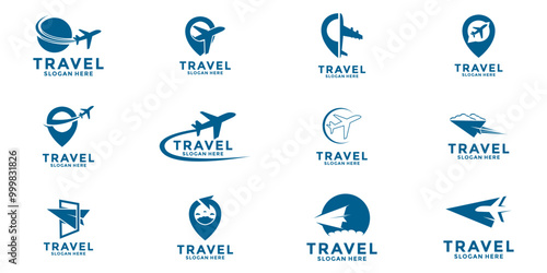 Set of Travel agency logo design vector, Travel logo icon collections