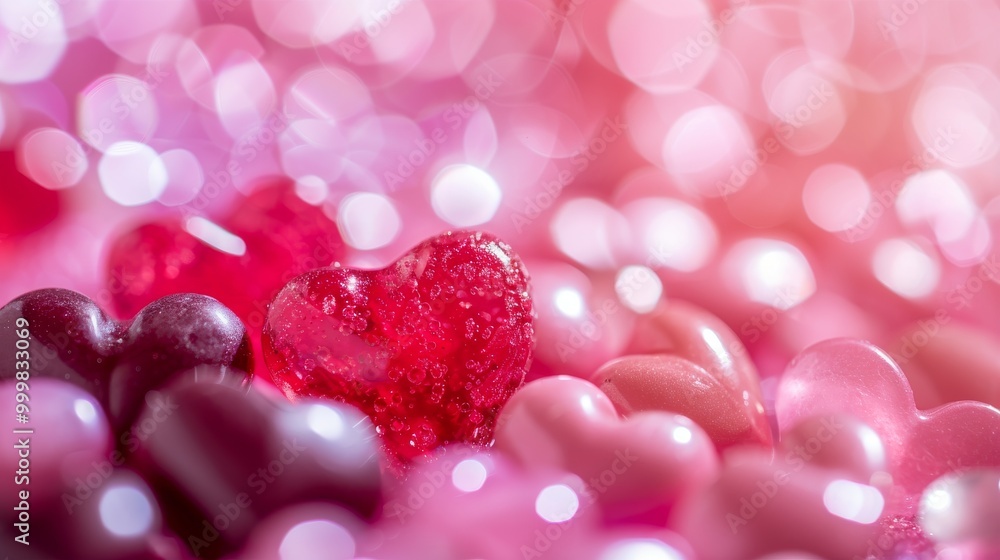 A bunch of hearts are scattered around a pink background A bunch of hearts are scattered around a pink background