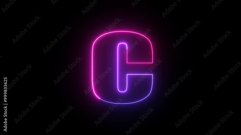 Animated neon english letter C. Two-color trendy glowing loop neon alphabet letter c. Educational concept with neon letter with black background. Animated neon english letter C. Two-color trendy glowing loop neon alphabet letter c. Educational concept with neon letter with black background.