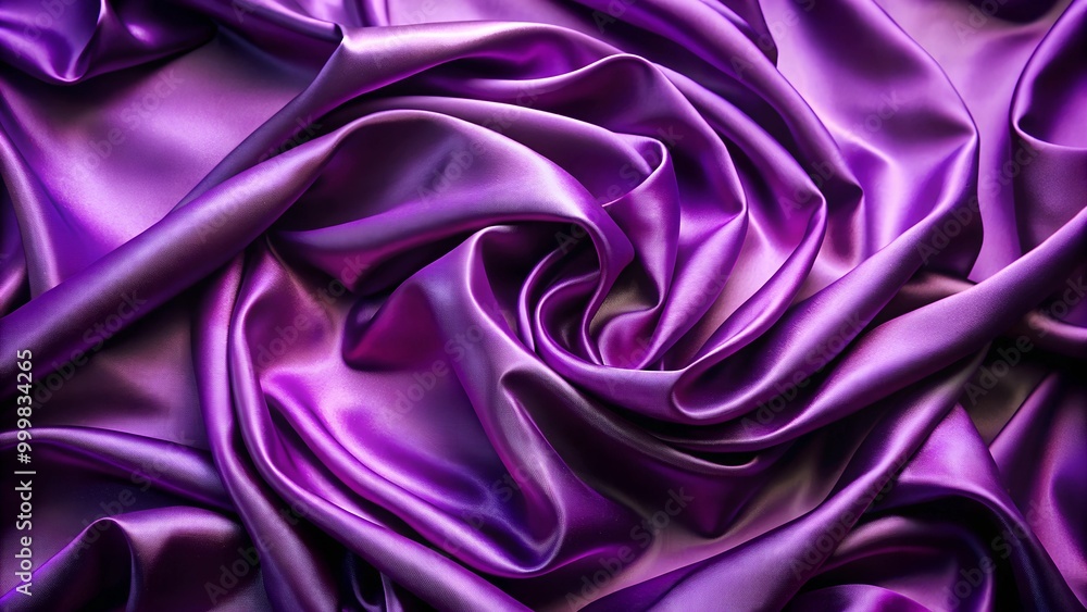 Fototapeta premium Luxurious purple satin fabric, smooth texture, elegant draping, ideal for fashion and interior designs, white isolate background.