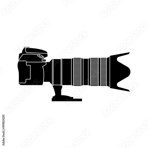 DSLR camera with telephoto lens