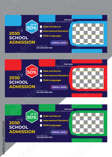 School Admission Social Media  Facebook Cover Banner Template | Web Banner Timeline Template| Kids School Education Admission
