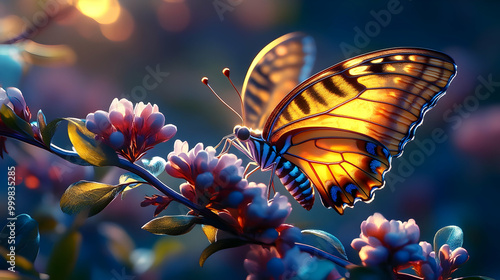 Butterfly Landing on Bloomi...