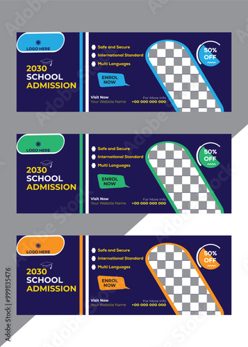 School Admission Social Media  Facebook Cover Banner Template | Web Banner Timeline Template| Kids School Education Admission