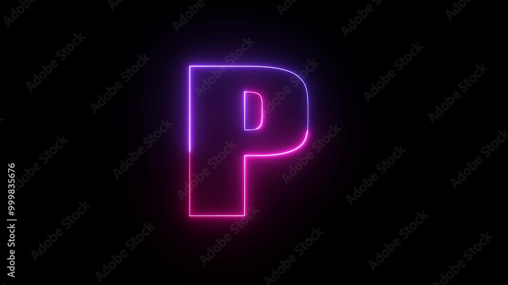 Animated neon capital english letter P. Two-color trendy glowing loop neon alphabet letter P. Educational concept with neon letter with black background. Animated neon capital english letter P. Two-color trendy glowing loop neon alphabet letter P. Educational concept with neon letter with black background.
