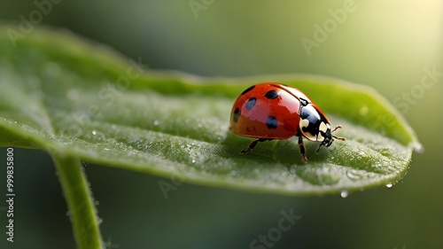 macro photo of ladybird on leaf