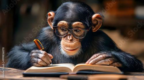Chimpanzee Wearing Glasses ...