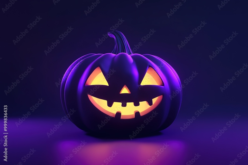 Fototapeta premium Halloween Pumpkin in the dark 3D render 