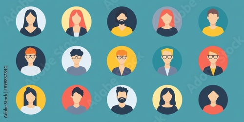 A colorful collection of diverse avatars representing various individuals with different hairstyles and expressions.