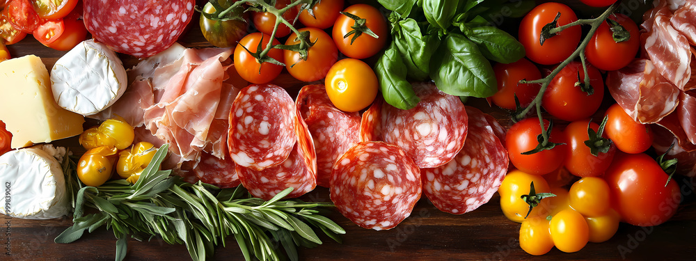 Artisanal Charcuterie Board with Italian Meats and Fresh Produce Artisanal Charcuterie Board with Italian Meats and Fresh Produce