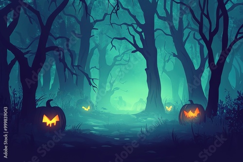 Halloween background in flat design, Halloween on 31 October.
 photo