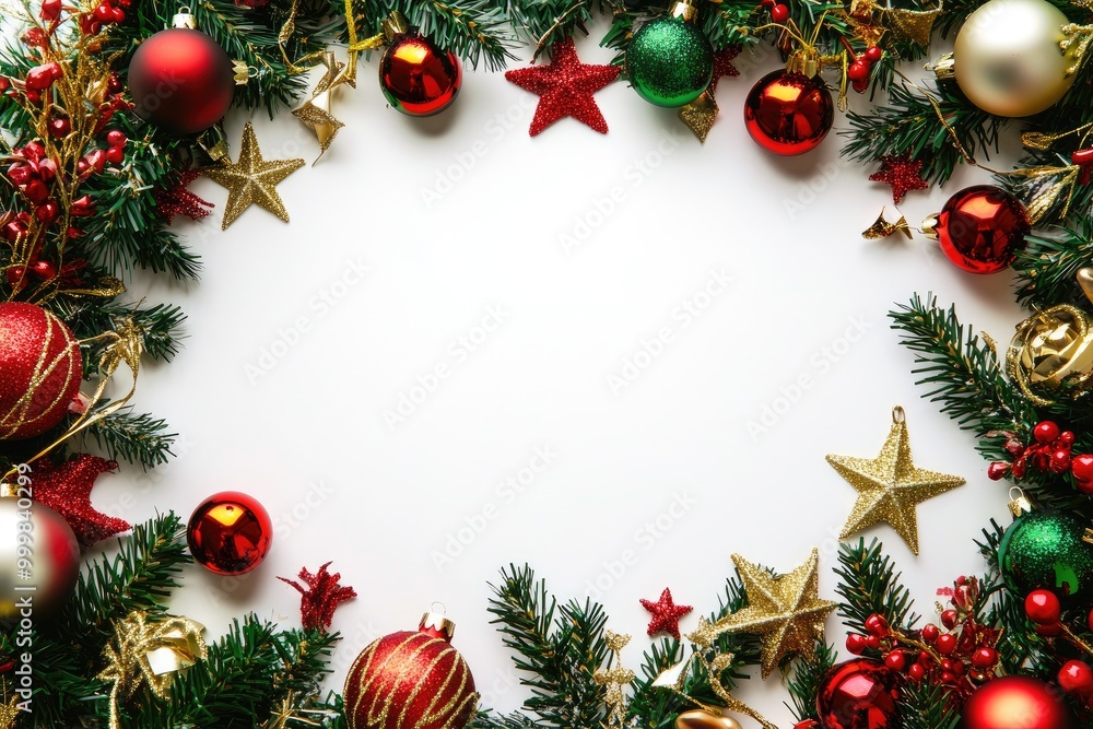 Christmas Decorations Framing a White Background Christmas Decorations Framing a White Background