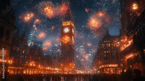 Sparkling Cityscape: New Year's Eve Countdown