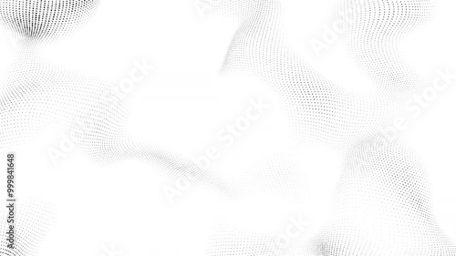 Abstract wave surface particles on white background in slow motion. Seamless loop