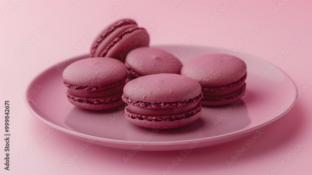 macarons in a plate on pink background macarons in a plate on pink background