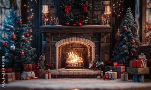 Cozy Christmas Fireplace Scene