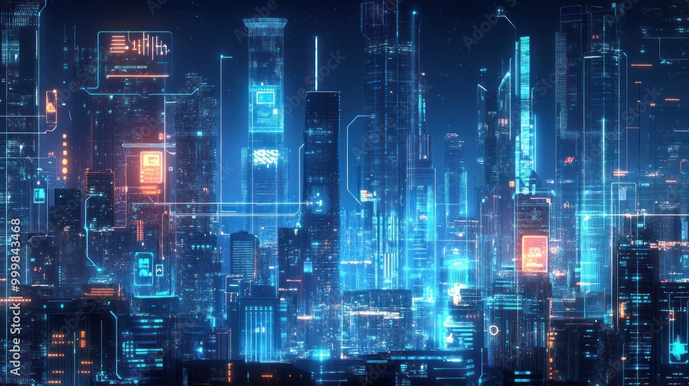 Digital transformation visual with futuristic cityscapes, showing the shift from traditional to digital business processes. Digital transformation visual with futuristic cityscapes, showing the shift from traditional to digital business processes.