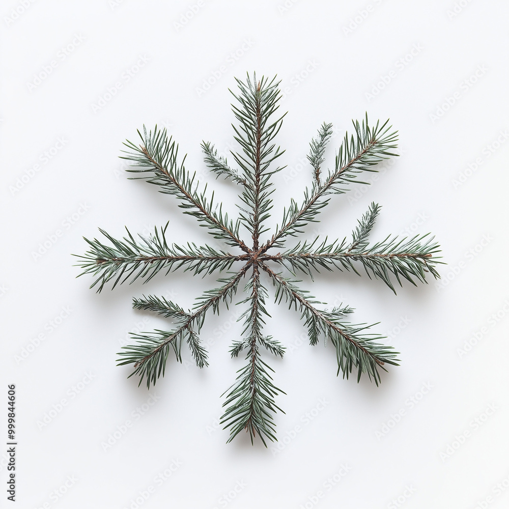 Snowflake made of Christmas tree branches. Snowflake made of Christmas tree branches.