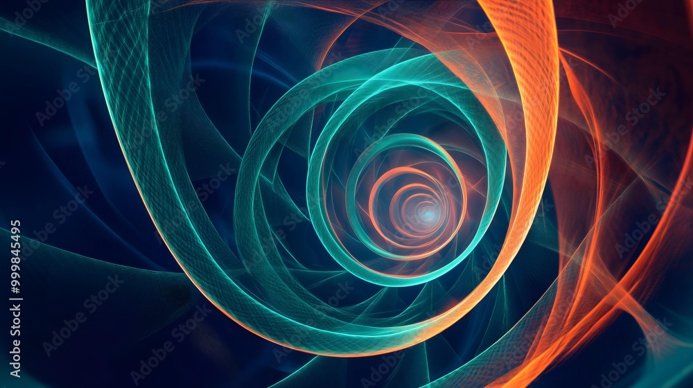 Abstract Teal and Orange Spiral Vortex Abstract Teal and Orange Spiral Vortex