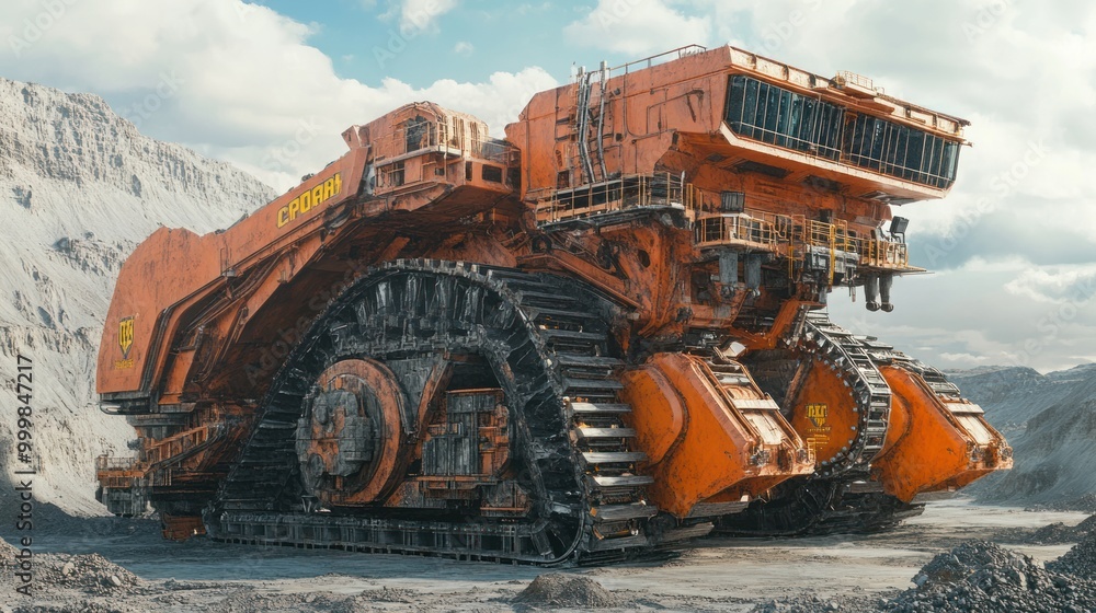 Heavy machinery with a robust build, displaying large metallic components, hydraulic systems, and durable materials. Heavy machinery with a robust build, displaying large metallic components, hydraulic systems, and durable materials.