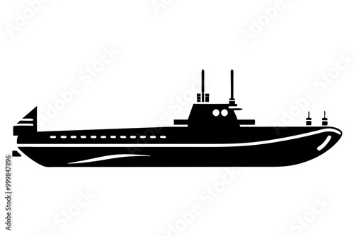 A modern submarine nuclear attack icon silhouette vector on white background.