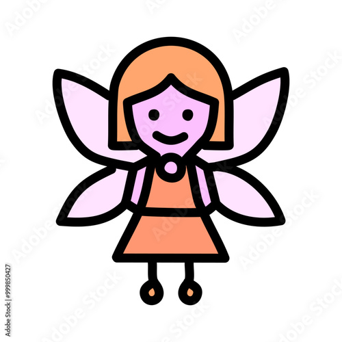 Cute fairy vector illustration, filled design editable outline icon.