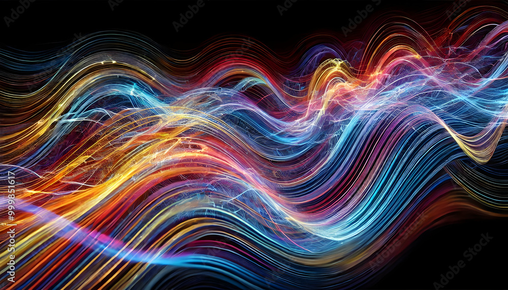 Abstract Flowing Light Waves in a Spectrum of Vibrant Colors Abstract Flowing Light Waves in a Spectrum of Vibrant Colors