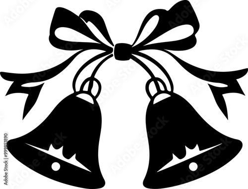 Stylized Vector Bells with Decorative Bow