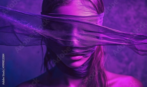 Mysterious Woman in Purple Veil photo