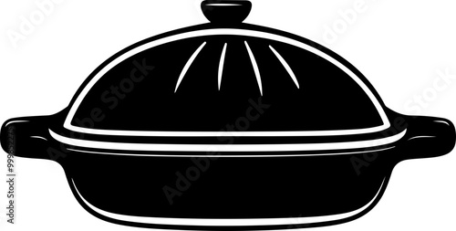 Stylized Vector of a Closed Cookware Dish