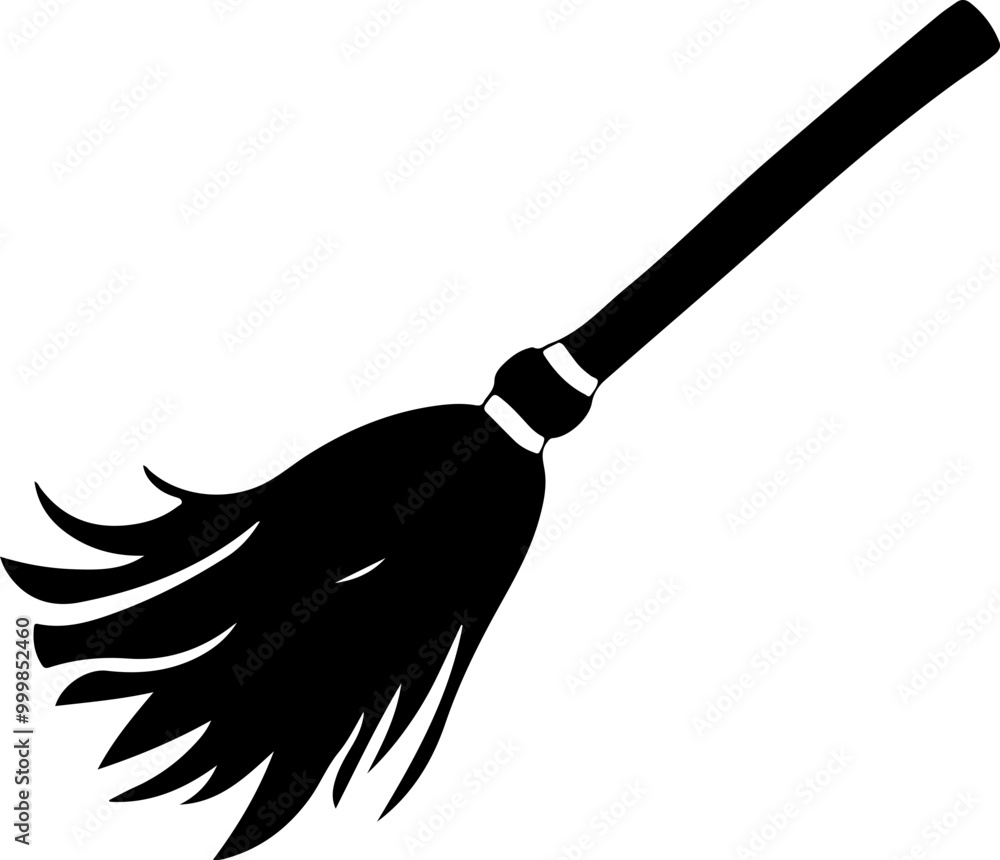 Obraz premium Stylized Silhouette of a Broom on White Background