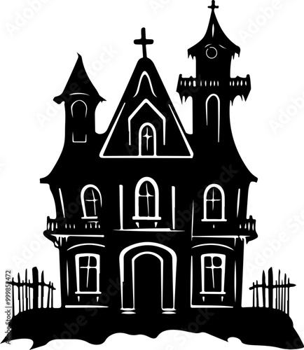 Spooky Silhouette of a Haunted House photo