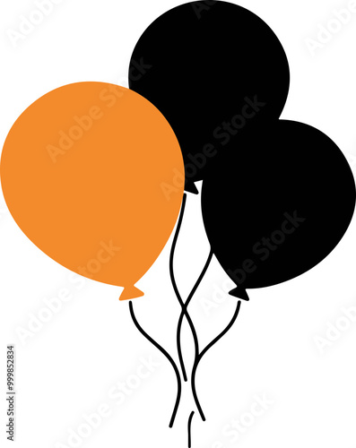 Vector Illustration of Black and Orange Balloons