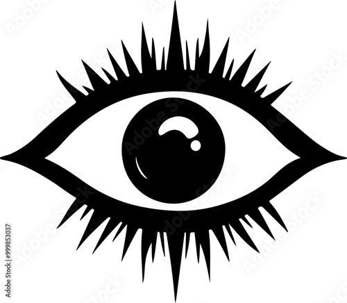 Vector Graphic of an Eye with Radiating Spikes