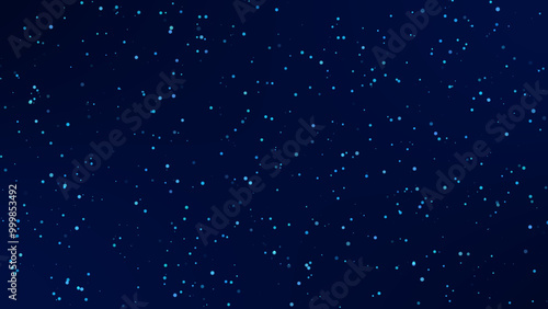 Abstract lighting dots sky background with blue particle lights navy blue background