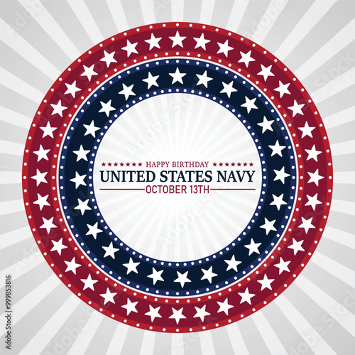Happy Birthday United States Navy. October 13th. Holiday concept. Template for background, banner, card, poster with text inscription. Vector illustration