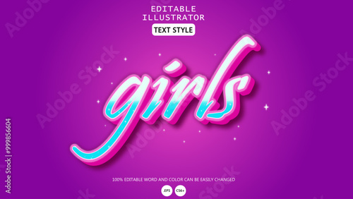 Font Gril Feminim Effect Can Be Edited