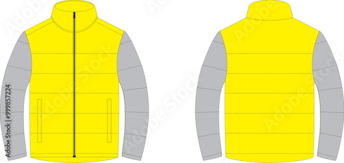 two tone puffer jacket zipper style mockup isolated customizable