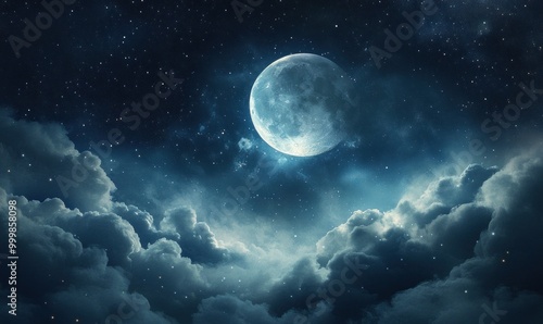 Wallpaper Mural Full Moon Illuminates Cloudy Night Sky Torontodigital.ca