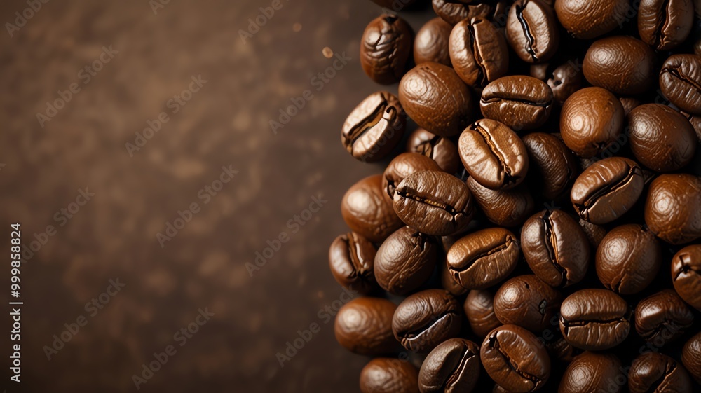 Coffee beans on brown background with copy space. Coffee beans on brown background with copy space.