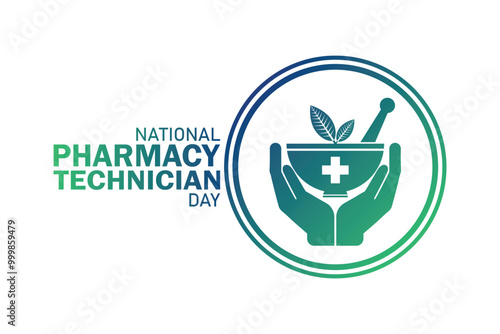 National Pharmacy Technician Day wallpaper with shapes and typography, banner, card, poster, template. National Pharmacy Technician Day, background