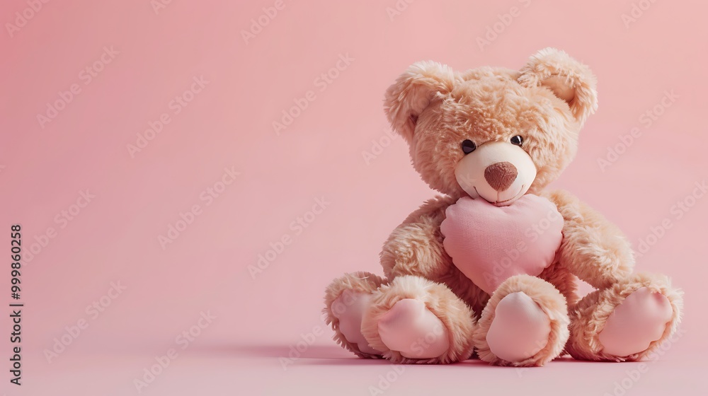 Teddy bear in love on pink background Teddy bear in love on pink background
