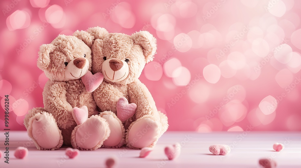 Teddy bear in love on pink background Teddy bear in love on pink background