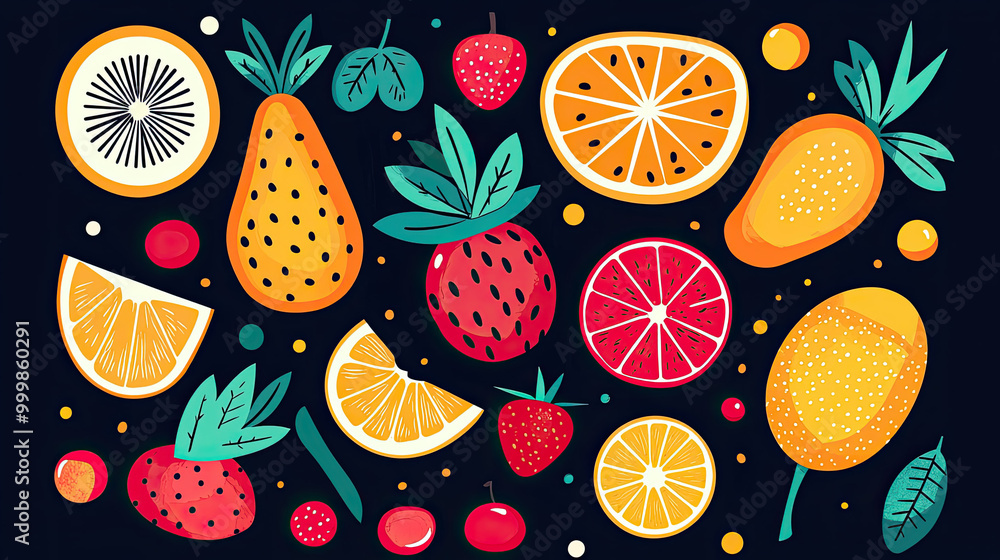 Vector fruits background Vector fruits background