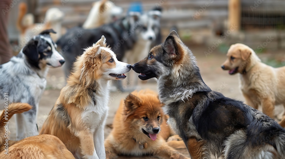 The dogs play with each other in the puppy farm they are very friendly and good excessively should choose as pets in your home to close to children The dogs play with each other in the puppy farm they are very friendly and good excessively should choose as pets in your home to close to children