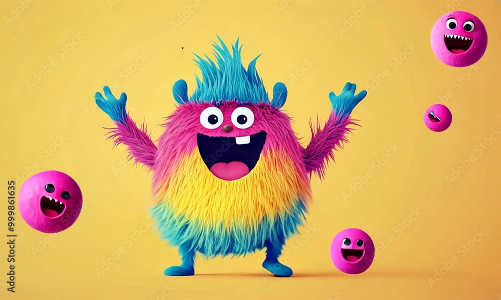 funny monster in colorful background 3 d rendering illustration funny monster in colorful background 3 d rendering illustration